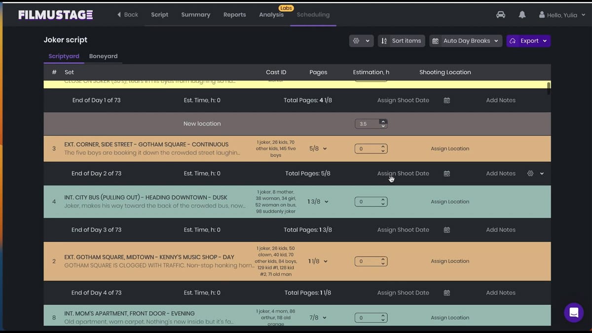 Filmustage: Revolutionizing Film Production with AI-Powered Scheduling